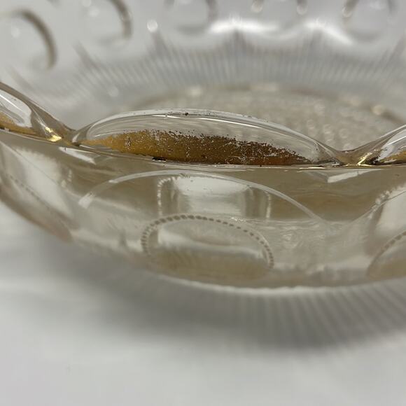 Vintage Bartlett &Collins glass Manhattan clear crystal bowl bulls eye gold trim - Picture 2 of 10